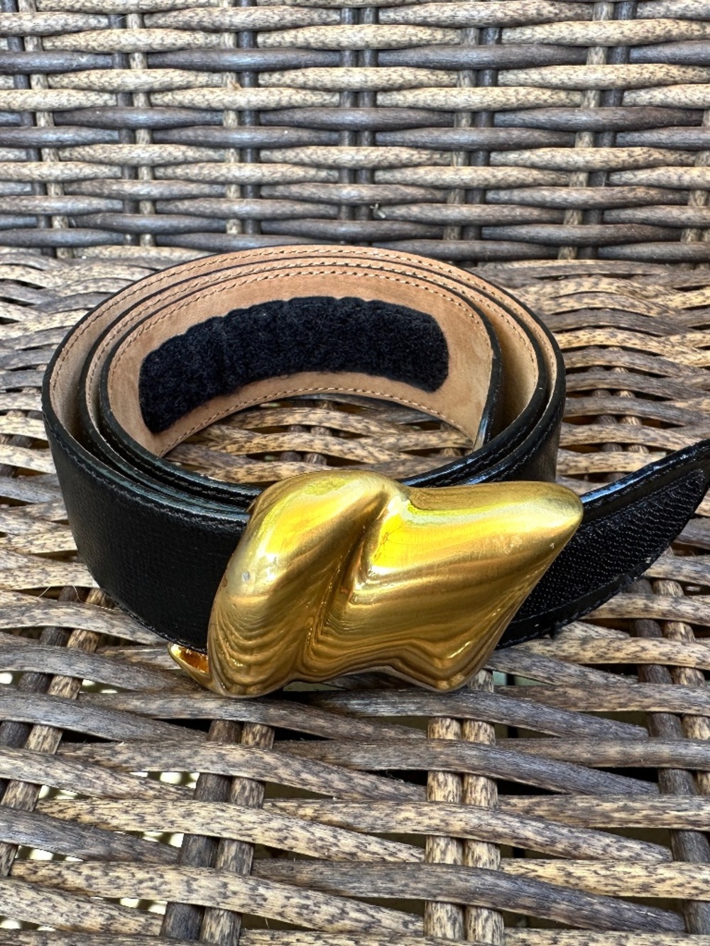 Vintage De Vecchi by Hamilton Hodge Black Leather Belt Women Sz S Made in USA